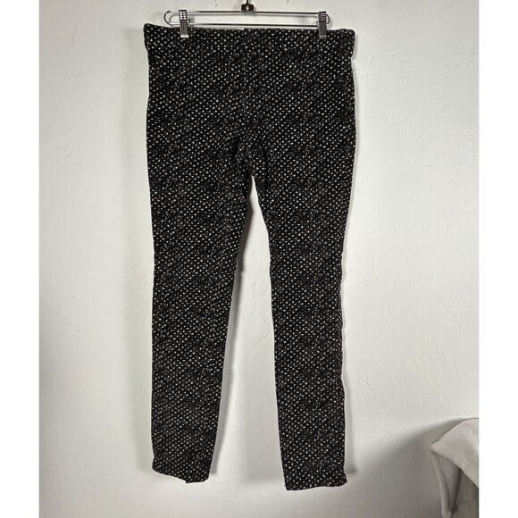 Pilcro Anthropologie Serif Pants Black White Print Micro Corduroy Stretch 31 - Picture 1 of 9